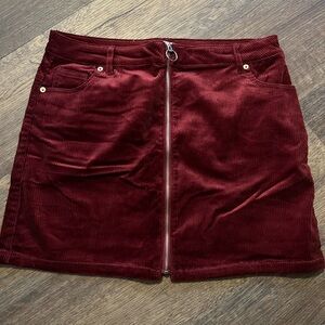 Love Tree Deep Red Corduroy Mini Skirt